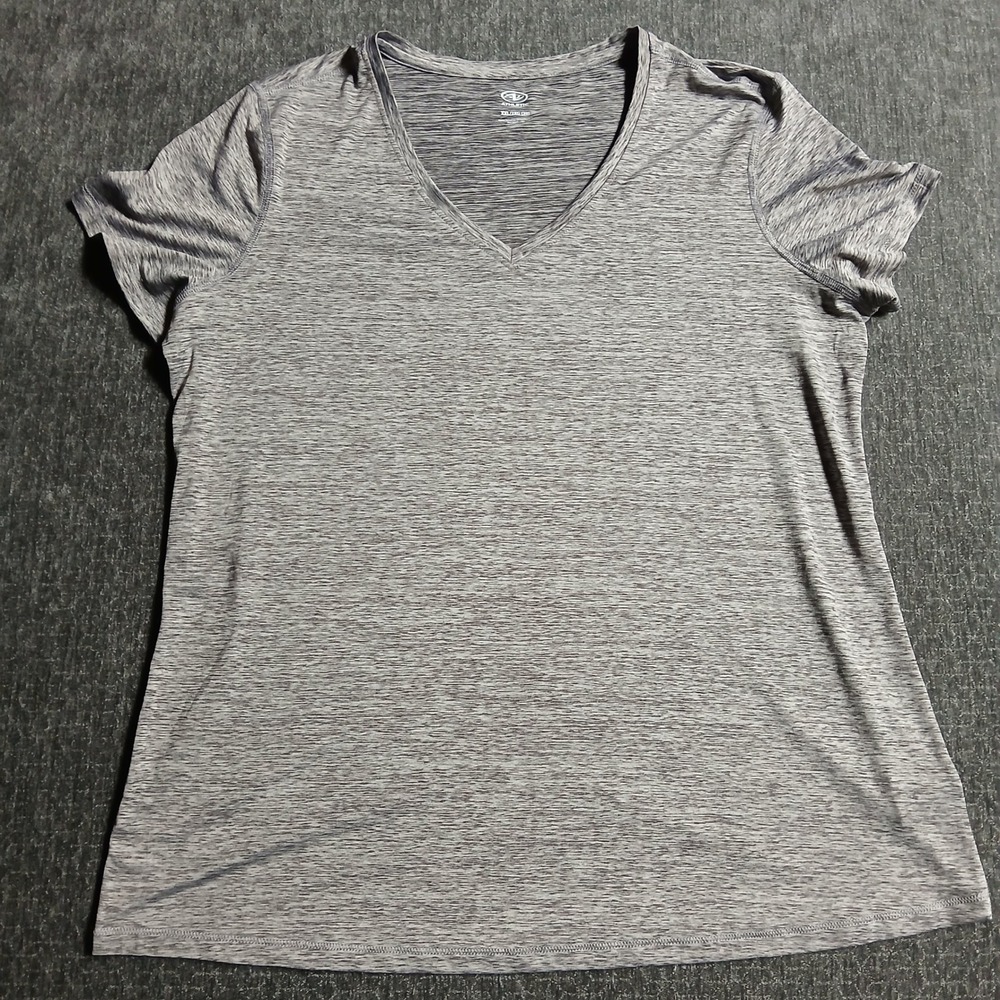 Athletic Works Womens Grey Space Dye V-Neck Short Sleeve Activewear Tee XXL 20